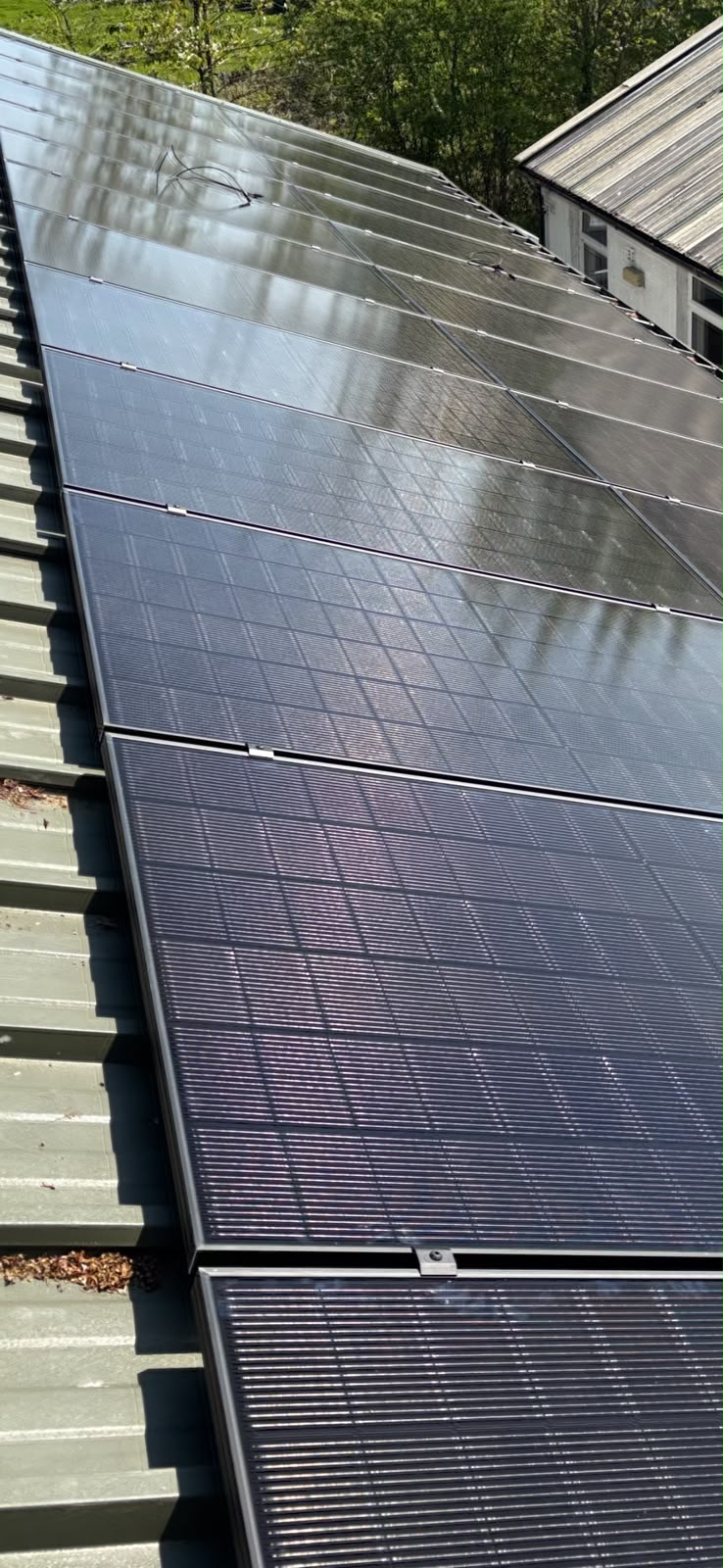 Solar panels on metal roof
