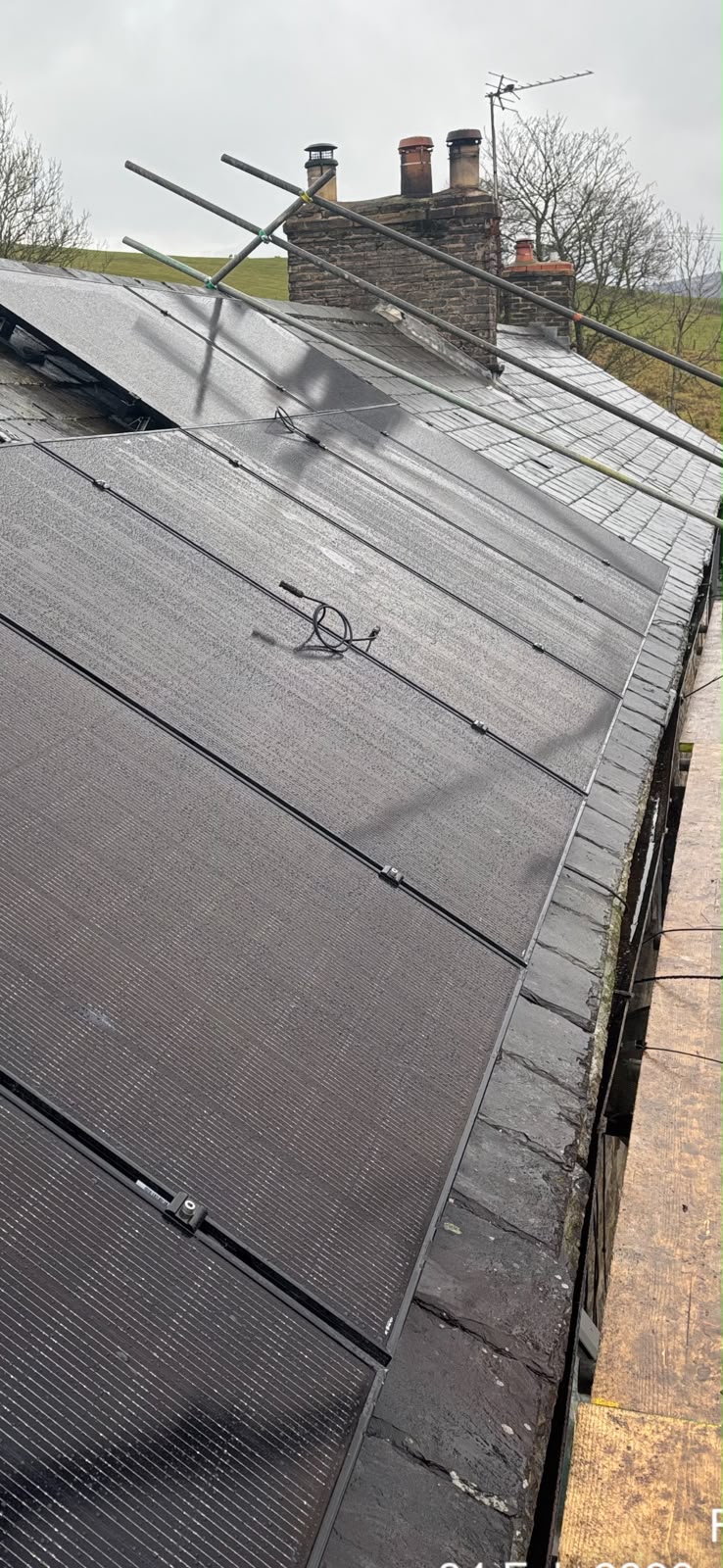 Solar panels on slate roof