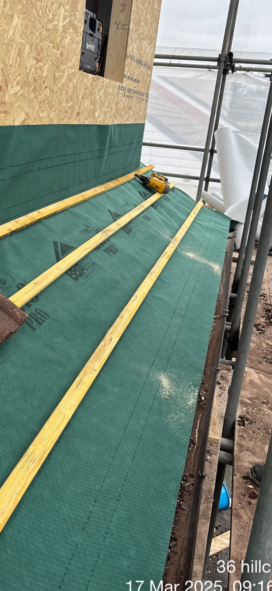 New roof membrane and battens